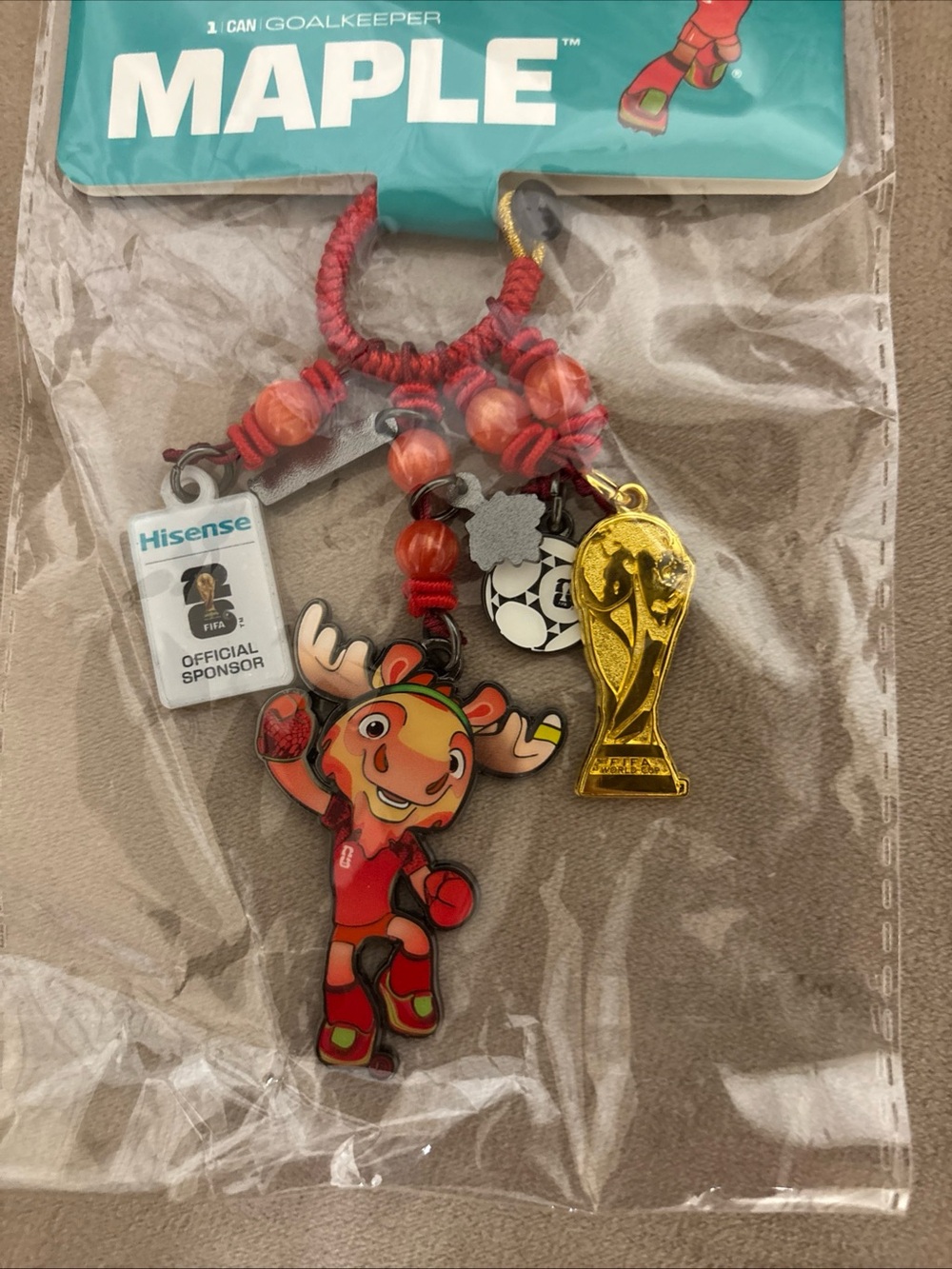 2026 World Cup Mascot Trophy Keychain Authentic-Red-Bag Pendant Soccer Fan Gift